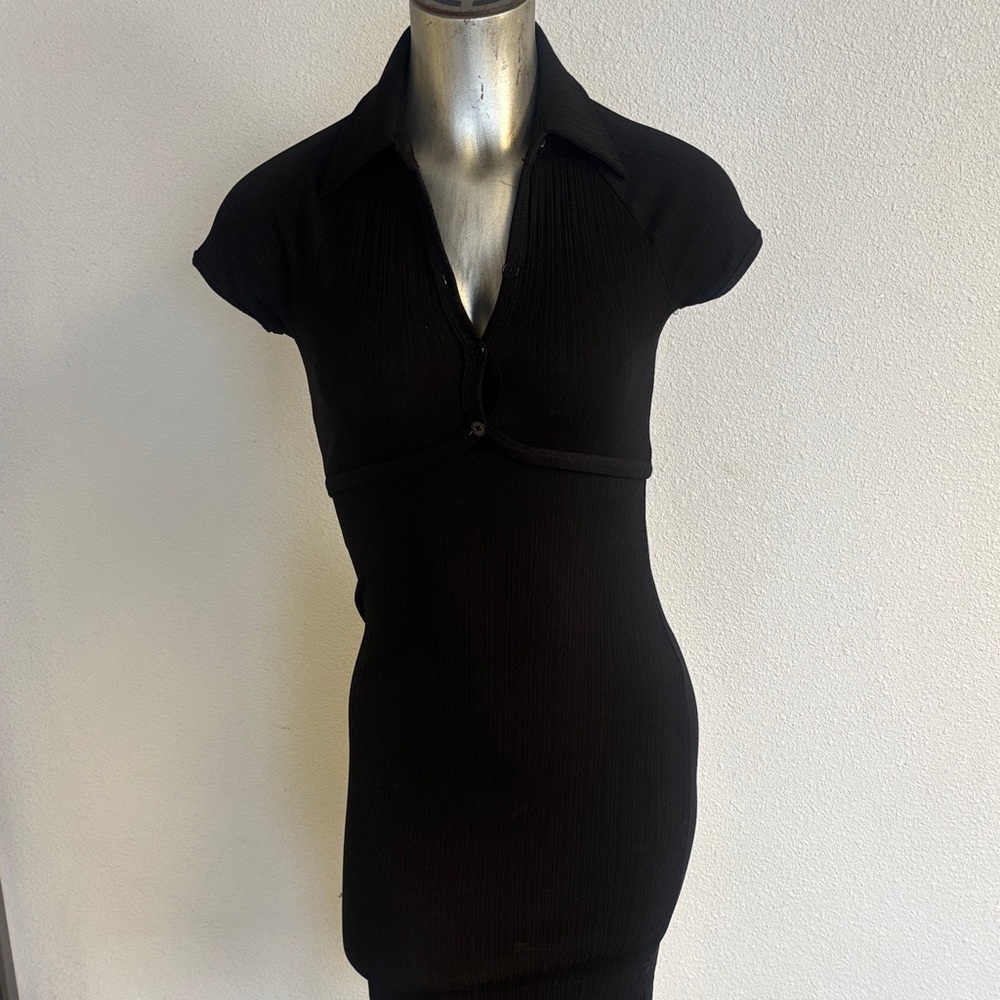 Helmut Lang Core Short Black Collared Dress